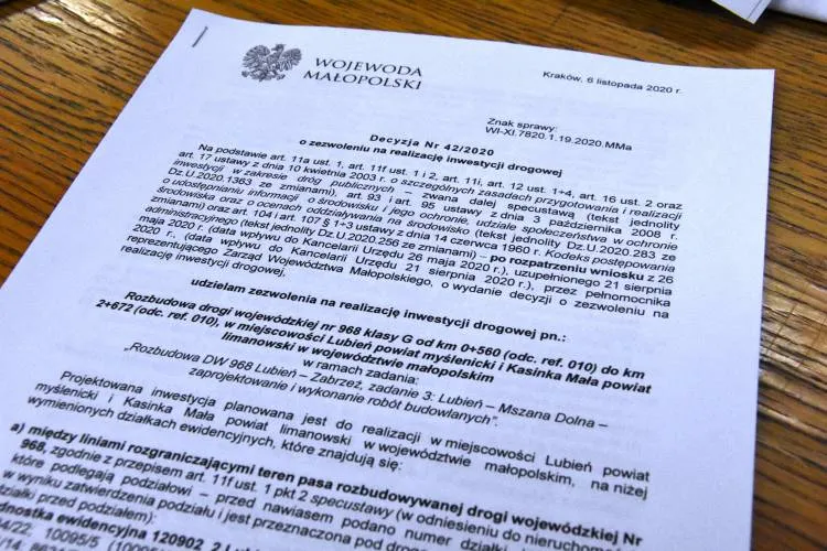 Droga wojewódzka nr 968 w powiecie limanowskim oraz myślenickim zostanie rozbudowana