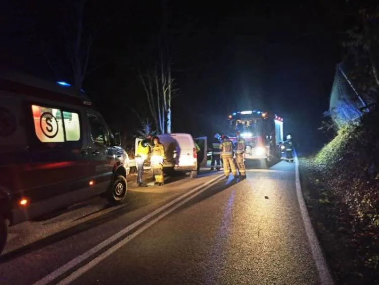 Wypadek w Żegiestowie. Samochód osobowy uderzył w przydrożną barierę