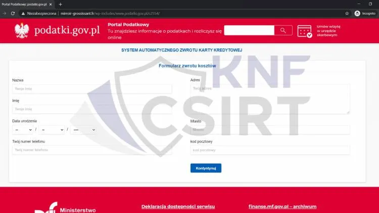 Ministerstwo Finansów ostrzega przed e-mailami podszywającymi się pod podatki.gov.pl