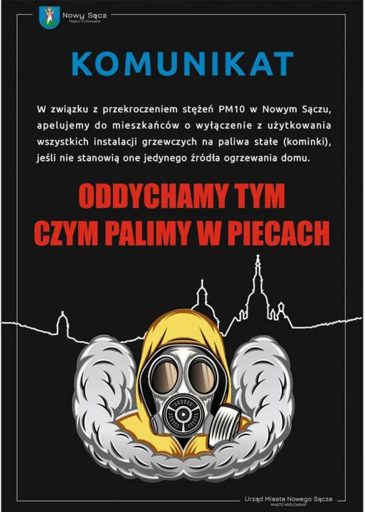 Komunikat w sprawie wysokich stężeń pyłu zawieszonego PM10 w mieście