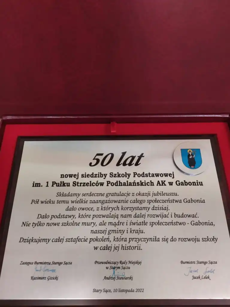 Jubileusz Szkoły Podstawowej im. 1 Pułku Strzelców Podhalańskich Armii Krajowej w Gaboniu