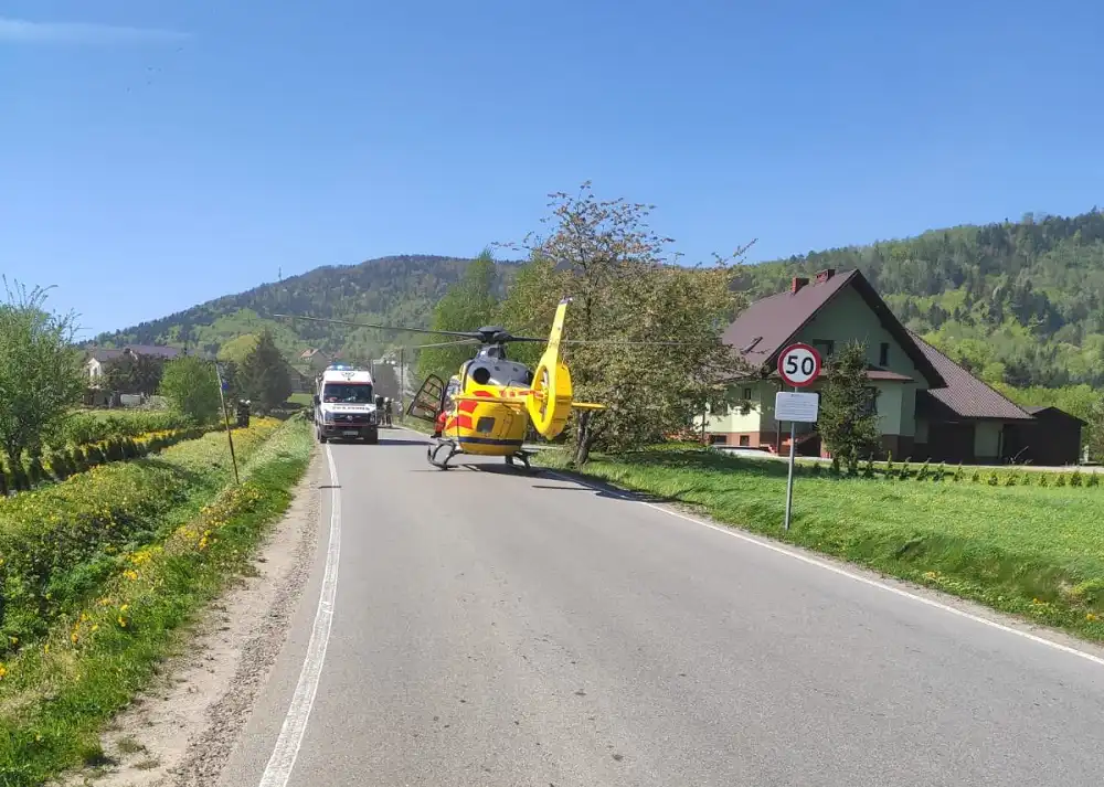 Łyczanka: Wypadek na motocyklu. Wezwano śmigłowiec LPR
