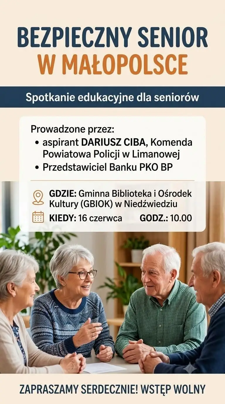 Spotkanie dla seniorów w Niedźwiedziu. Policjanci podpowiedzą, jak chronić oszczędności i nie dać się oszukać