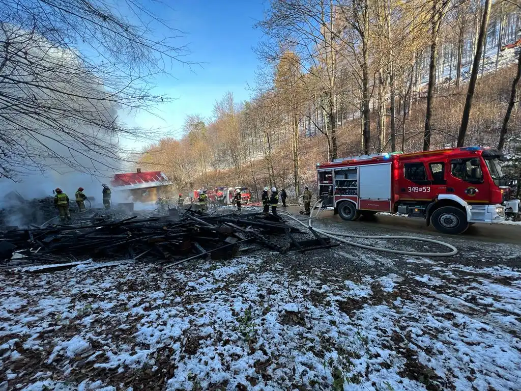 Pożar w Stańkowej: spłonął budynek gospodarczy