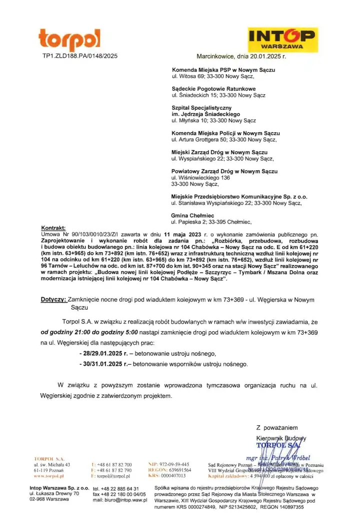Uwaga kierowcy! Zamknięcie ul. Węgierskiej w związku z przebudową wiaduktu