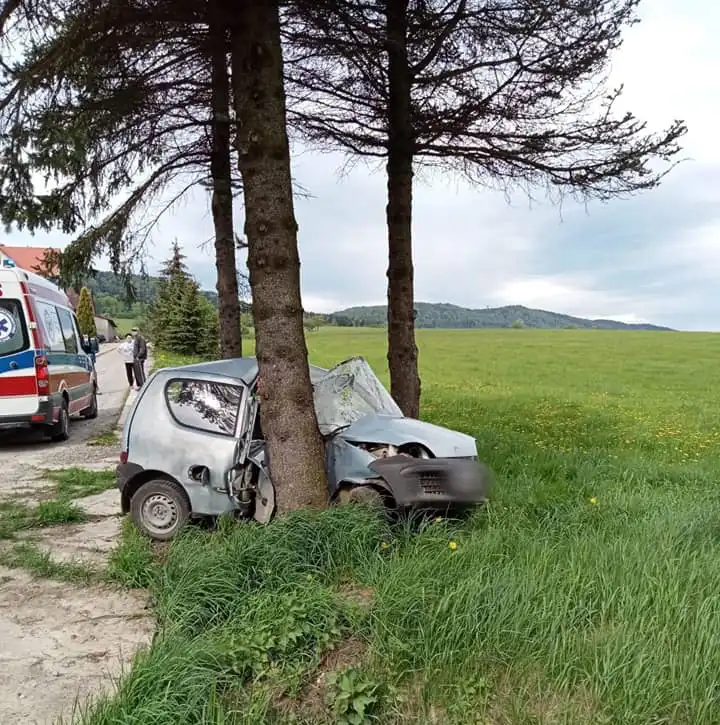 Wypadek w Hańczowej. Kierowca z obrażeniami ciała trafił do szpitala