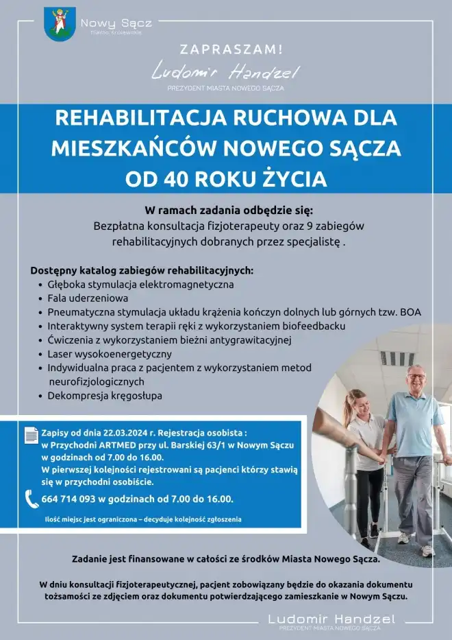 Rehabilitacja ruchowa dla mieszkańców Nowego Sącza