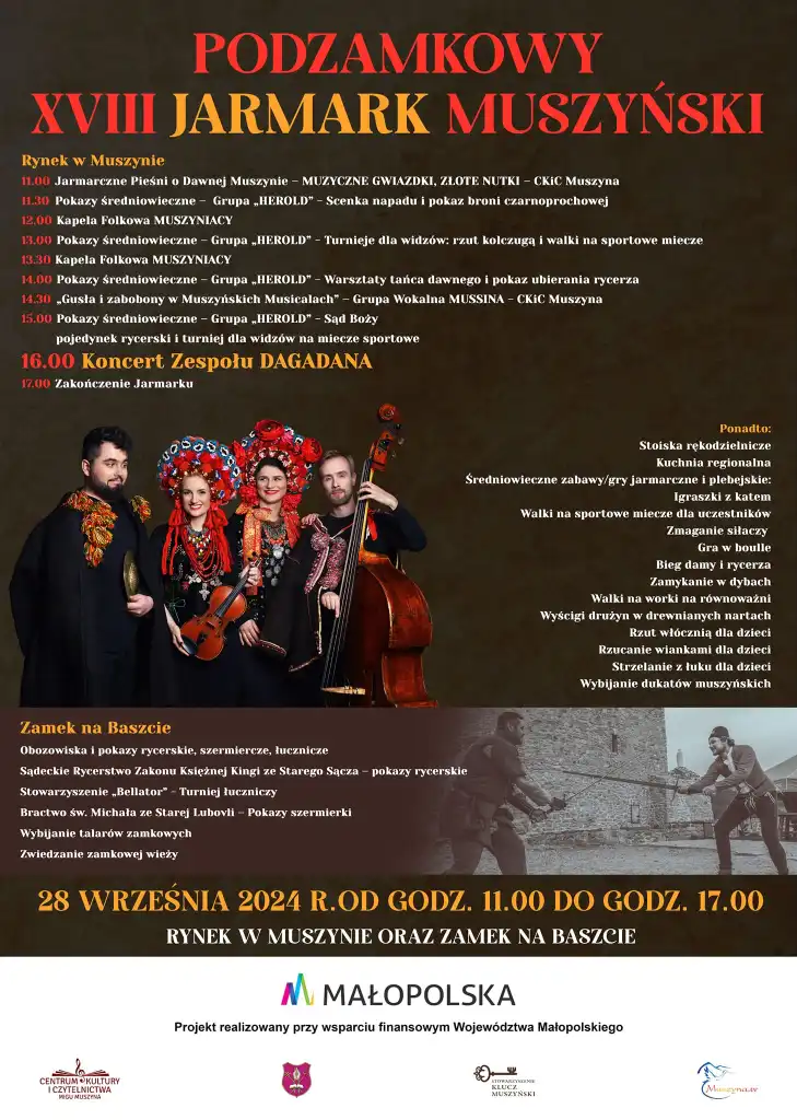 Zamek, rycerze i muzyka. Podzamkowy Jarmark Muszyński zaprasza