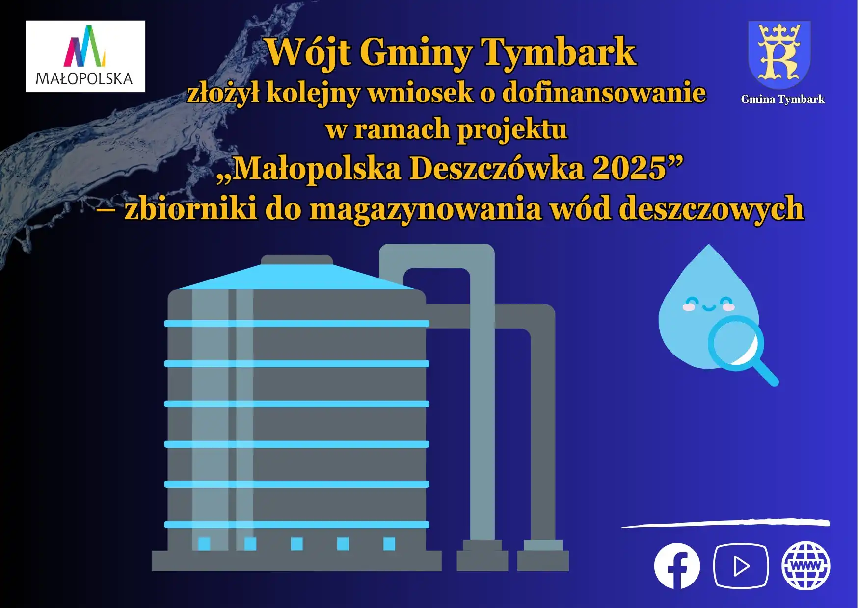 „Małopolska Deszczówka 2025” w Gminie Tymbark. Darmowe zbiorniki na wodę opadową