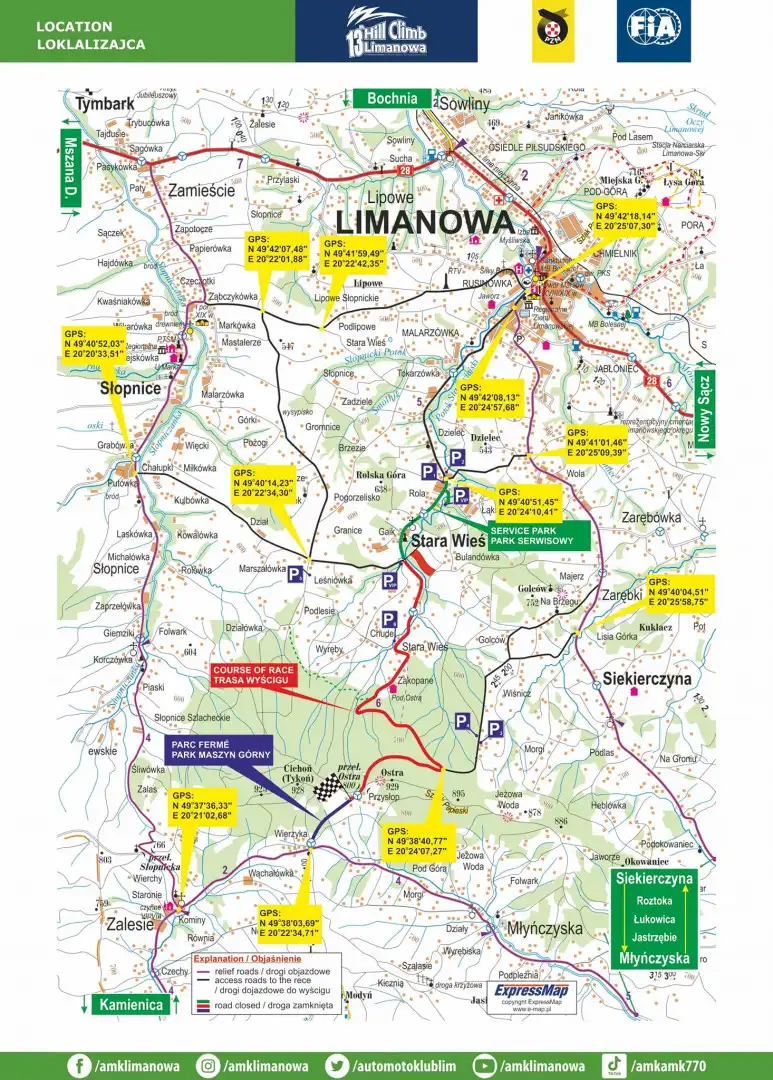 13. Wyścig Górski Limanowa - Przełęcz pod Ostrą - utrudnienia w ruchu i zalecane objazdy