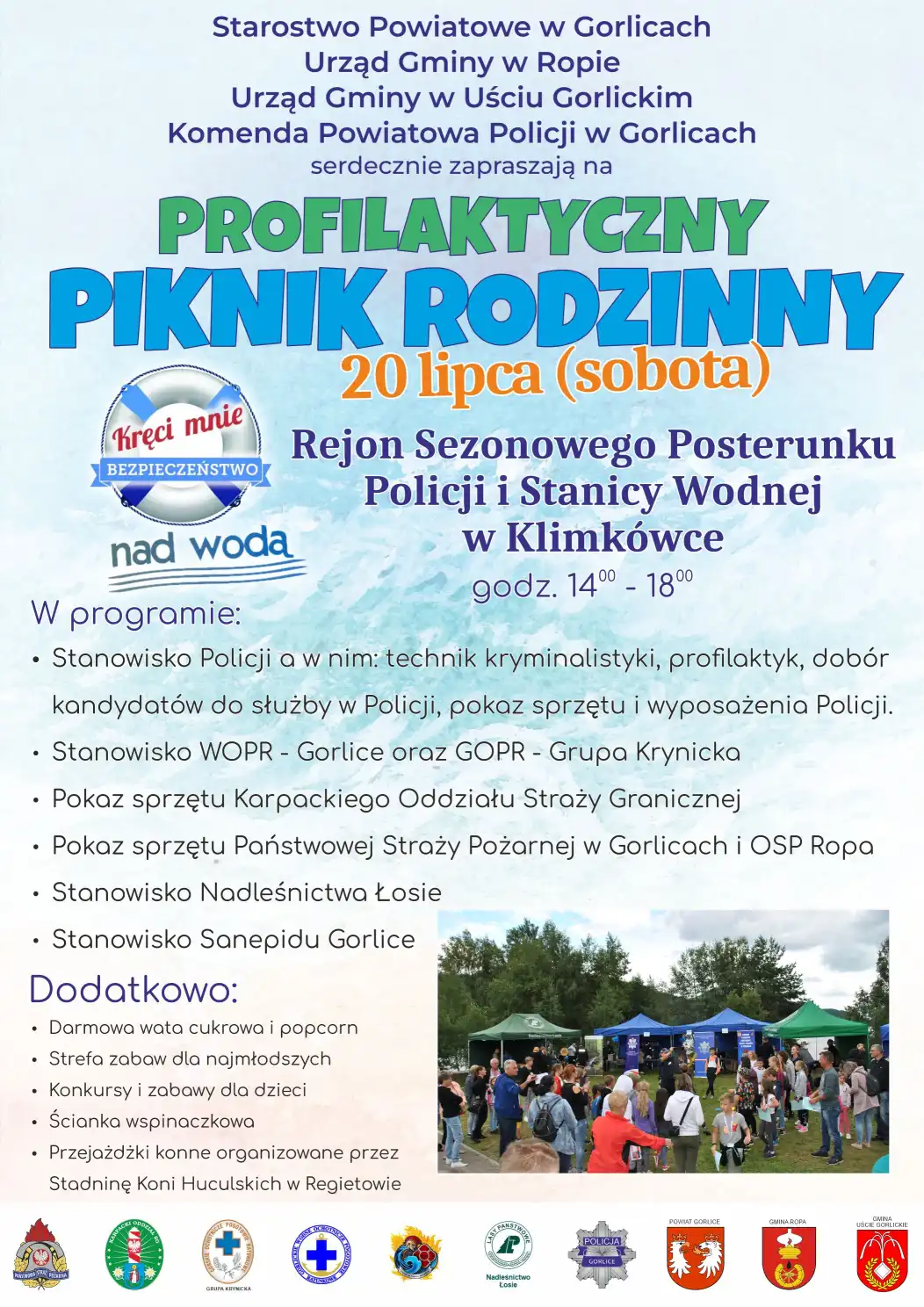 20 lipca Profilaktyczny Piknik Rodzinny nad zalewem w Klimkówce