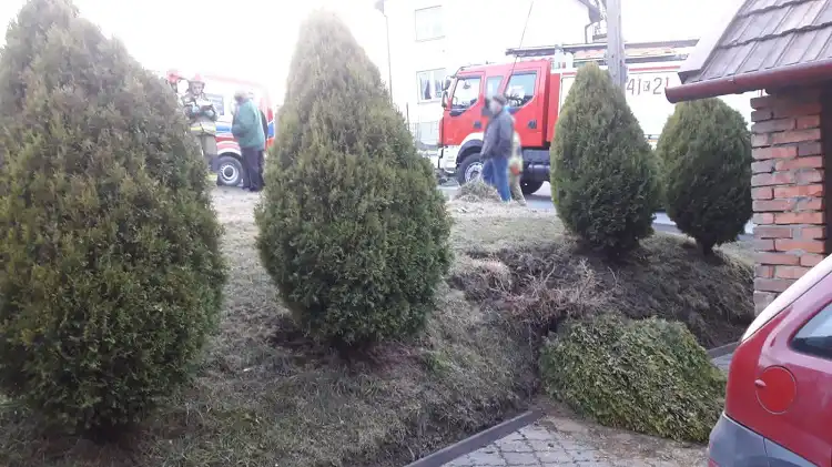 Wypadek w Kamionce Małej. Osobówka wypadła z drogi i "wylądowała" na prywatnej posesji