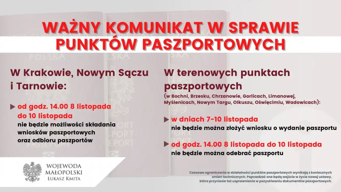 Uwaga! W tych dniach nie złożysz wniosku o paszport