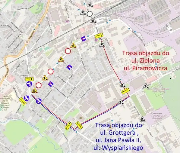 Uwaga kierowcy! Zamknięcie ul. Zielonej. Objazdy i utrudnienia w ruchu