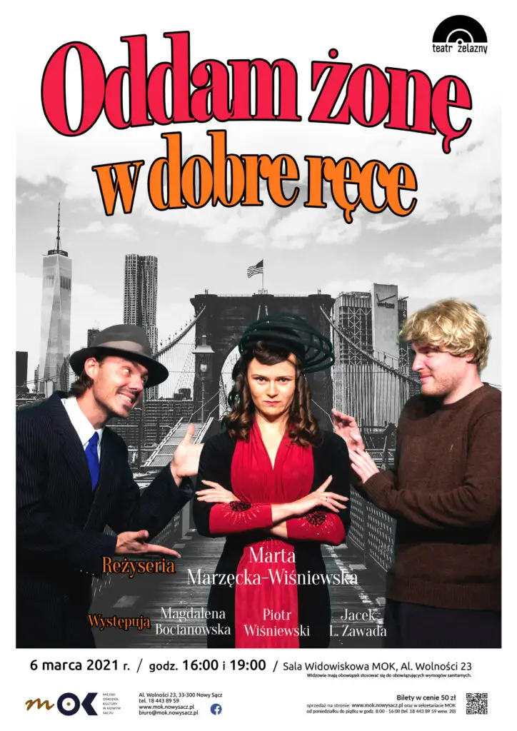 Spektakl Teatru Żelaznego "Oddam żonę w dobre ręce" już 6 marca w MOK