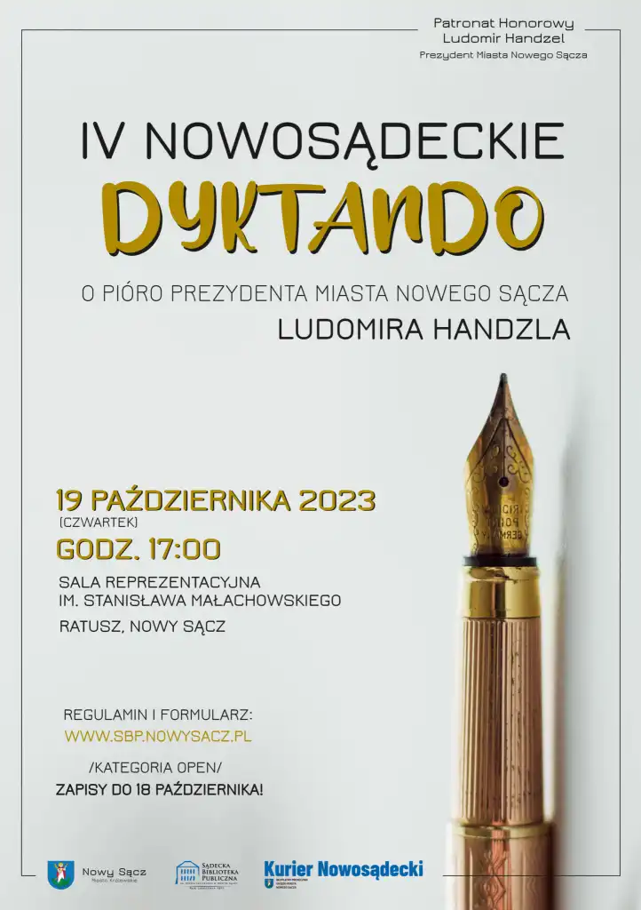 IV Nowosądeckie Dyktando o Pióro Prezydenta Miasta Nowego Sącza Ludomira Handzla