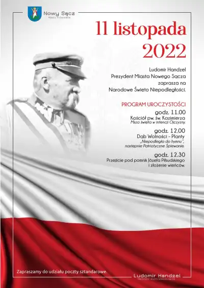Uroczyste obchody 11 Listopada 2022 w Nowym Sączu