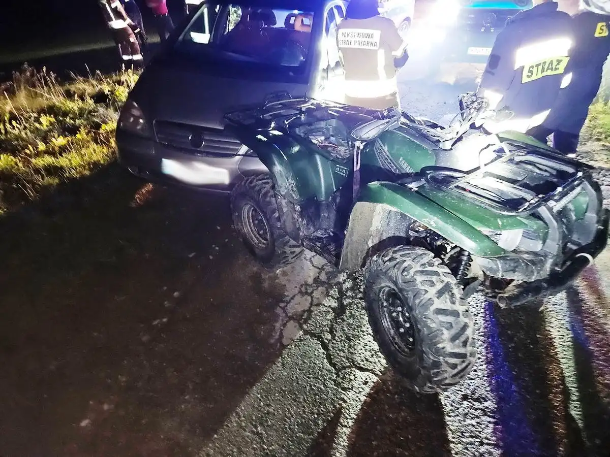 Wypadek w Piwnicznej-Zdroju. Samochód osobowy zderzył się z quadem