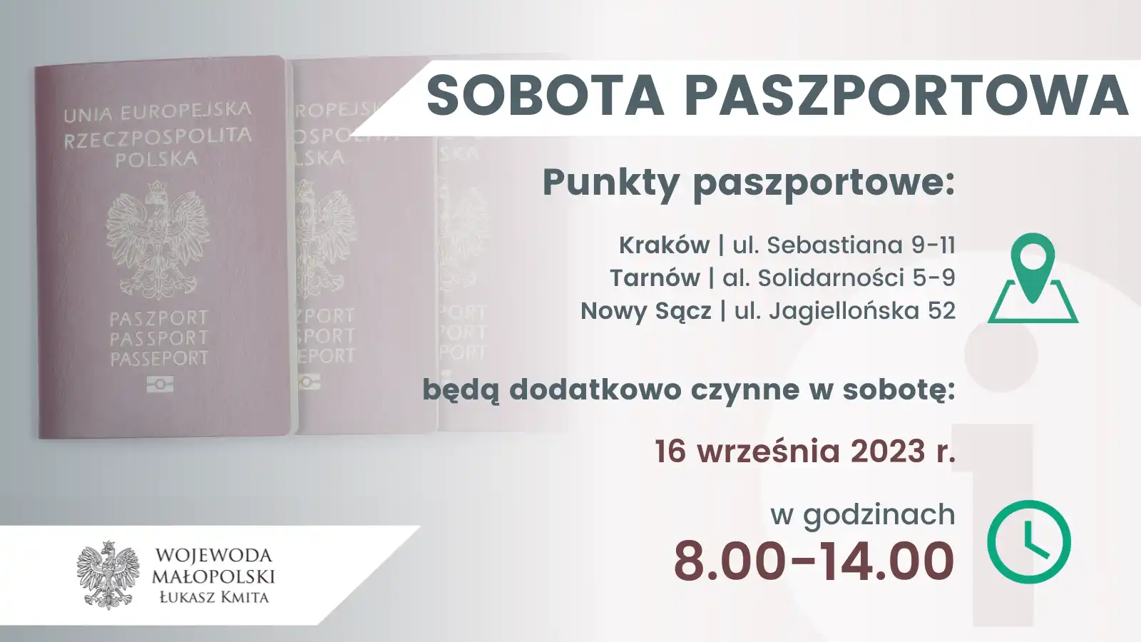 16 września kolejna „sobota paszportowa”. Wniosek będzie można złożyć lub odebrać gotowy dokument w Krakowie, Tarnowie i Nowym Sączu