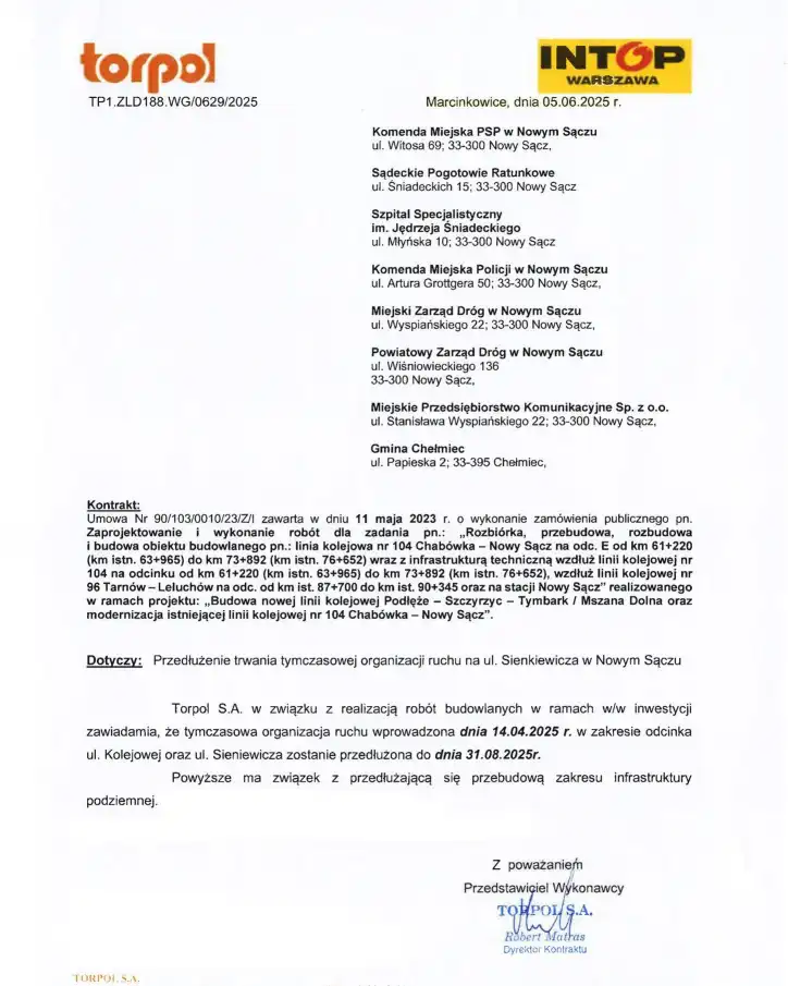 Uwaga kierowcy! Utrudnienia na Kolejowej i Sieniewicza potrwają dłużej