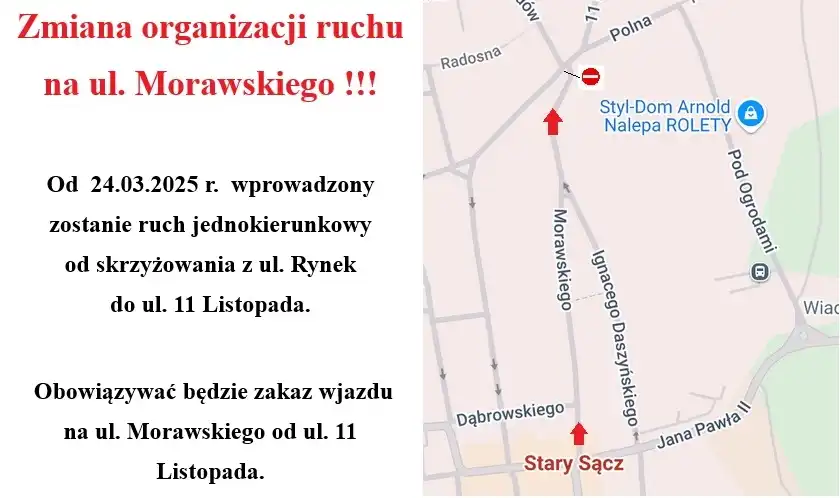 Uwaga kierowcy! Zmiana organizacji ruchu w Starym Sączu