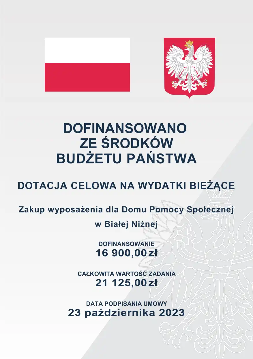 Podpisano umowę na zakup wyposażenia dla Domu Pomocy Społecznej w Białej Niżnej