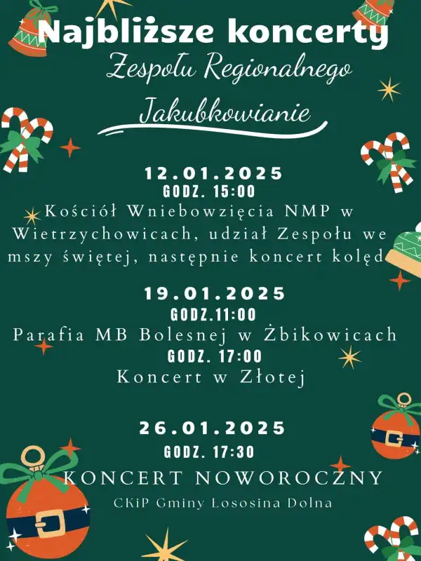 Koncerty noworoczne, kolędowanie i Święto Babci i Dziadka w Gminie Łososina Dolna