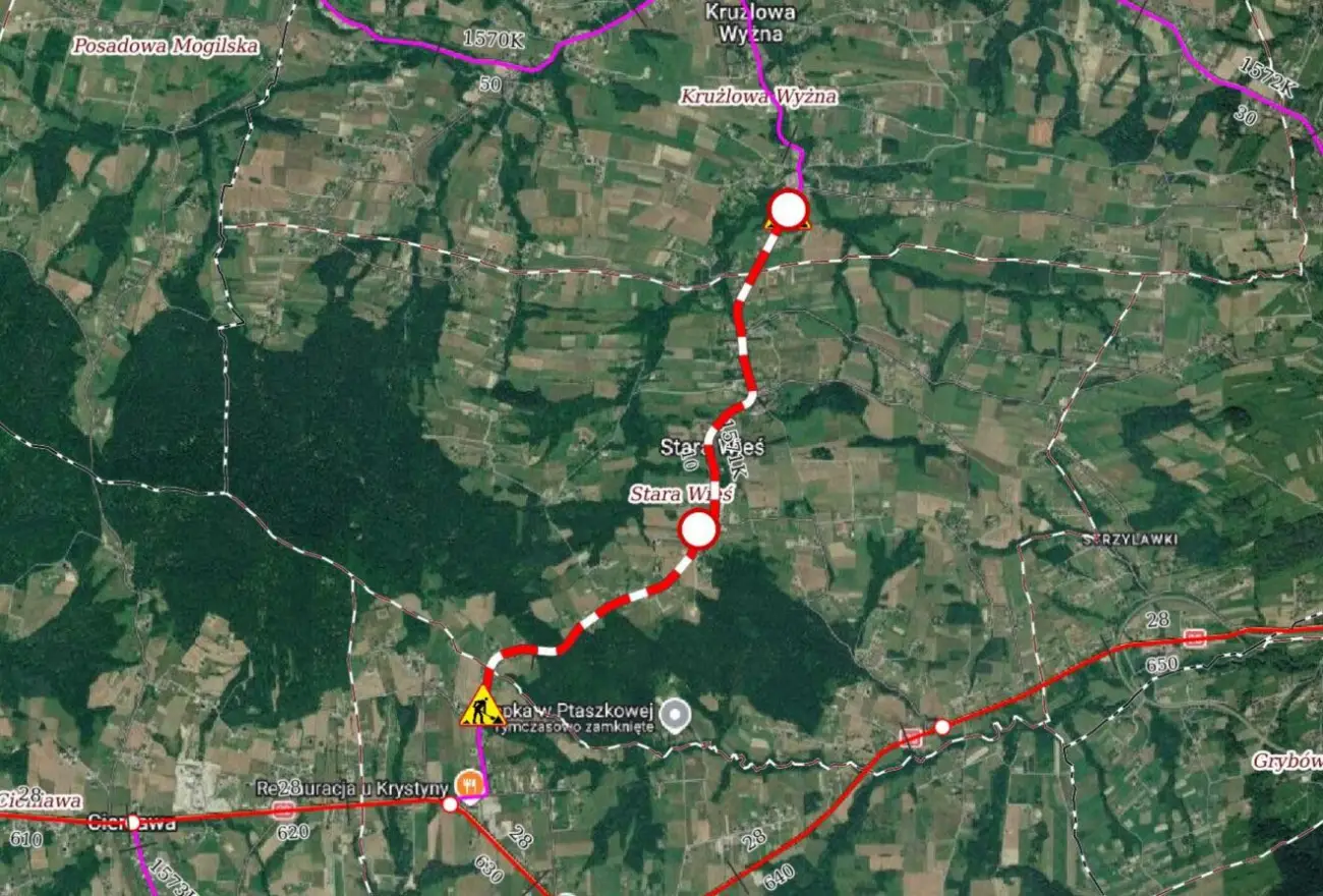 Uwaga kierowcy! Utrudnienia na trasie Ptaszkowa -Wojnarowa. Ruszają kolejne prace drogowe