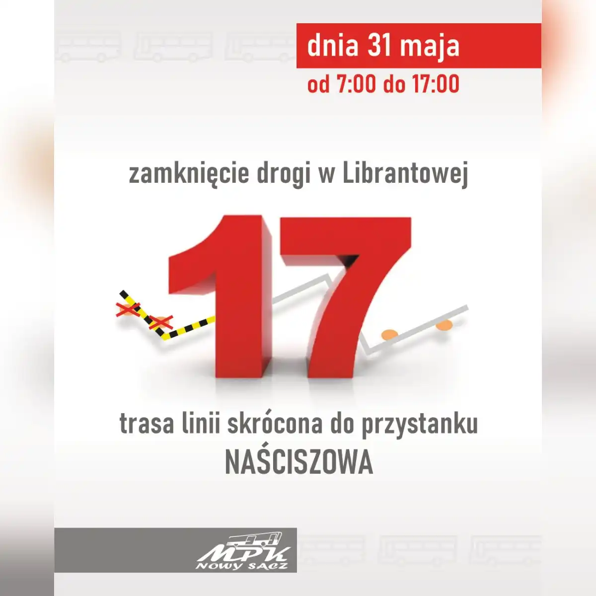 Zmiany w kursowaniu linii 17. Uwaga na skróconą trasę