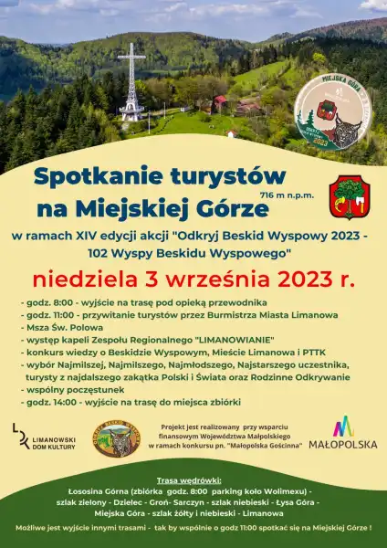 3 września spotkanie turystów na Miejskiej Górze w ramach akcji Odkryj Beskid Wyspowy