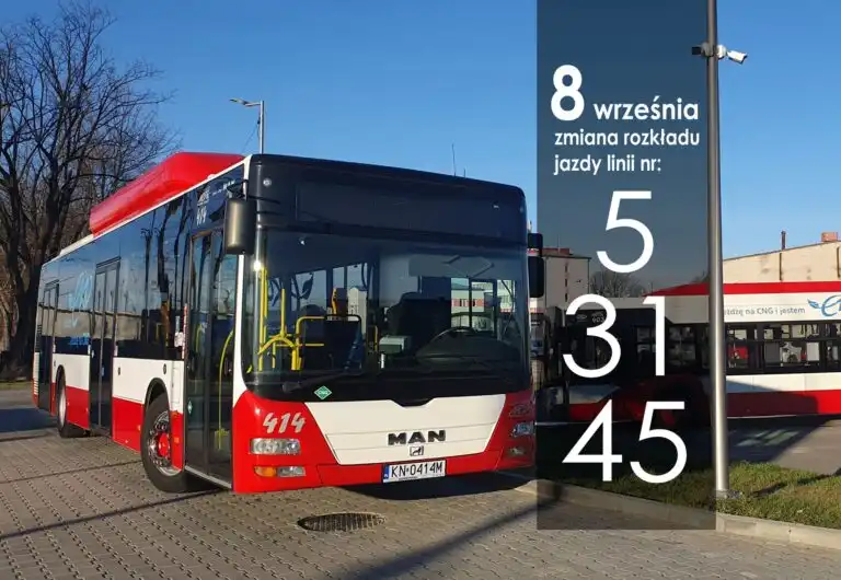 Uwaga pasażerowie! Korekty w kursach linii 5, 31 i 45