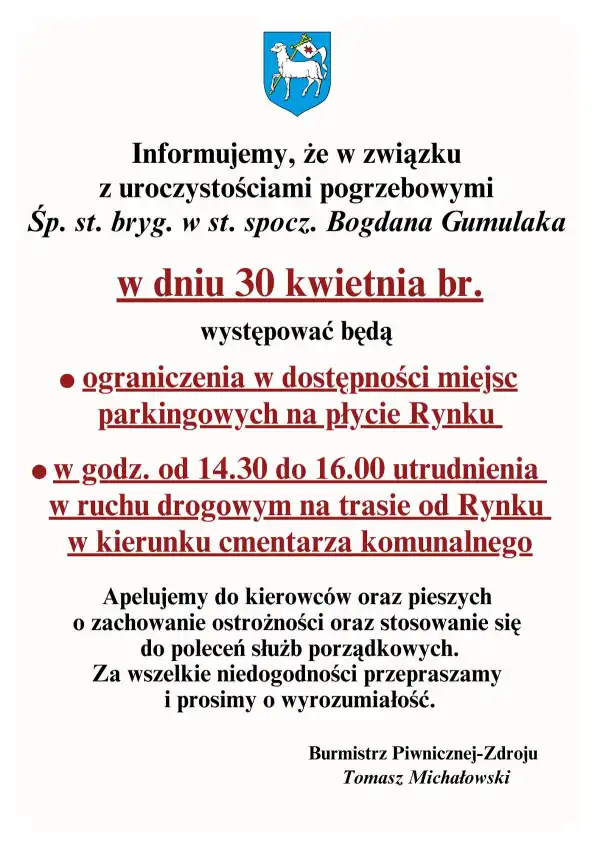 Uwaga! 30 kwietnia utrudnienia w Piwnicznej Zdroju