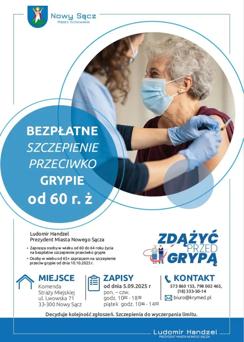 Darmowe szczepienia przeciw grypie dla mieszkańców Nowego Sącza