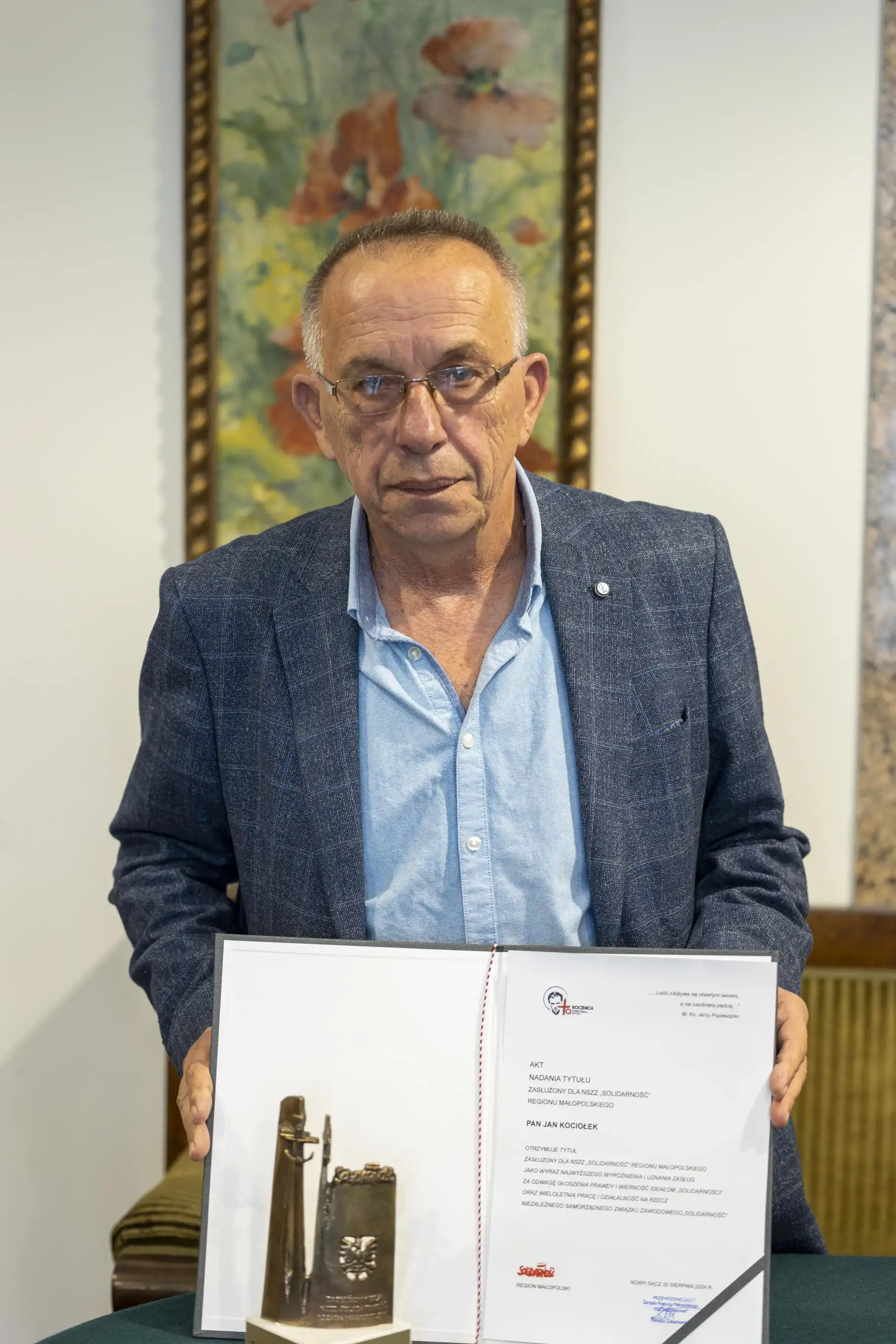 Wielkie wyróżnienie dla Jana Kociołka: Tytuł 'Zasłużony dla NSZZ Solidarność'