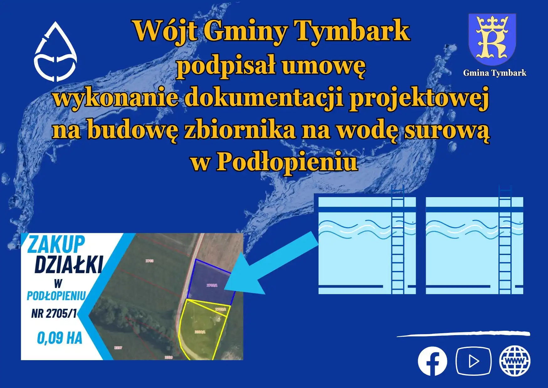 Nowy zbiornik na wodę surową w Podłopieniu. Umowa podpisana