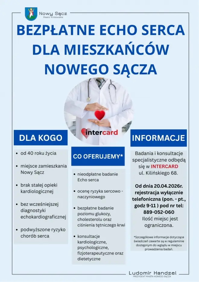 Bezpłatne badania serca w Nowym Sączu. Rusza akcja profilaktyczna