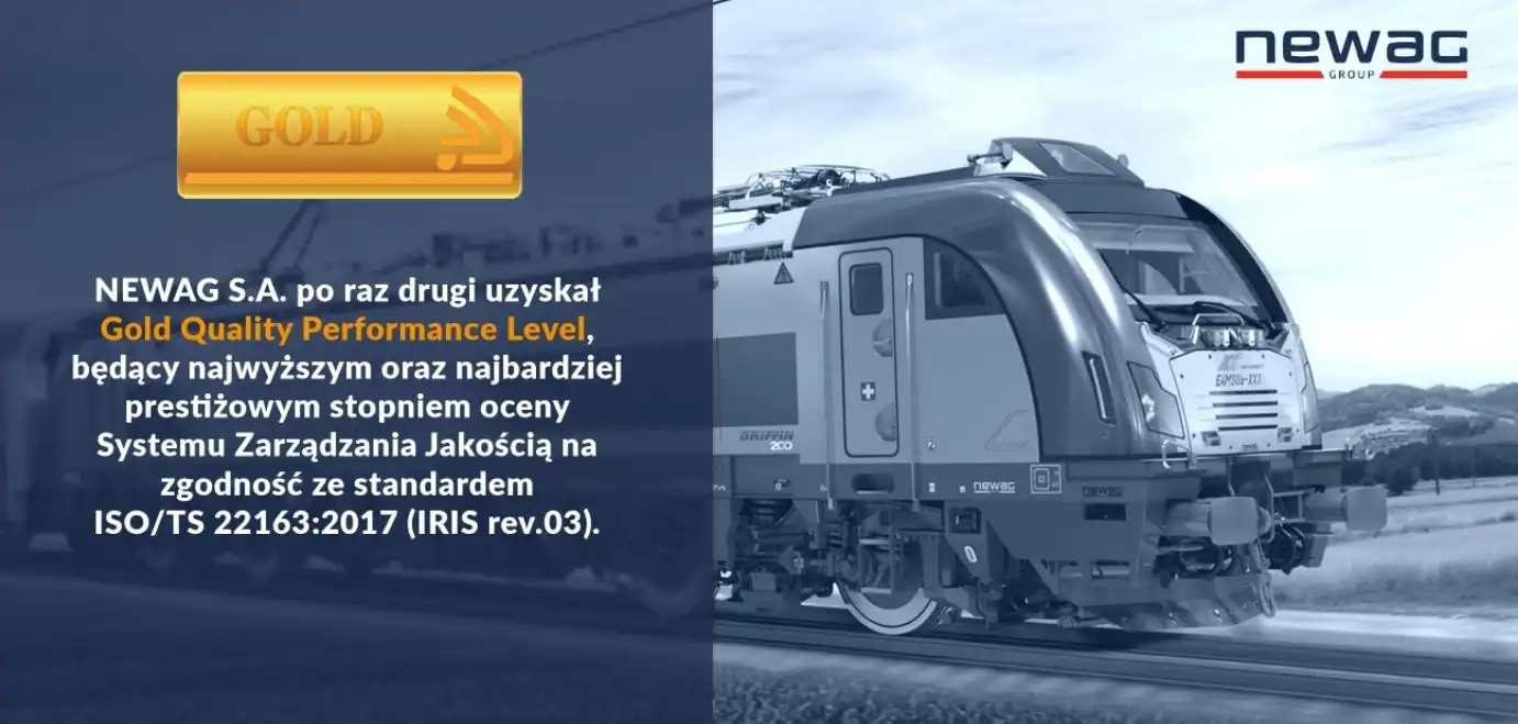 NEWAG po raz drugi z Certyfikatem IRIS Gold